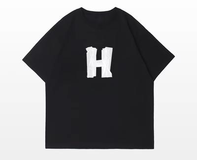 American  Letter Print Cotton Short-sleeved T-shirt Mens Summer Hip-hop Street Couple Loose Heavyweight Top Men Clothing Blusas