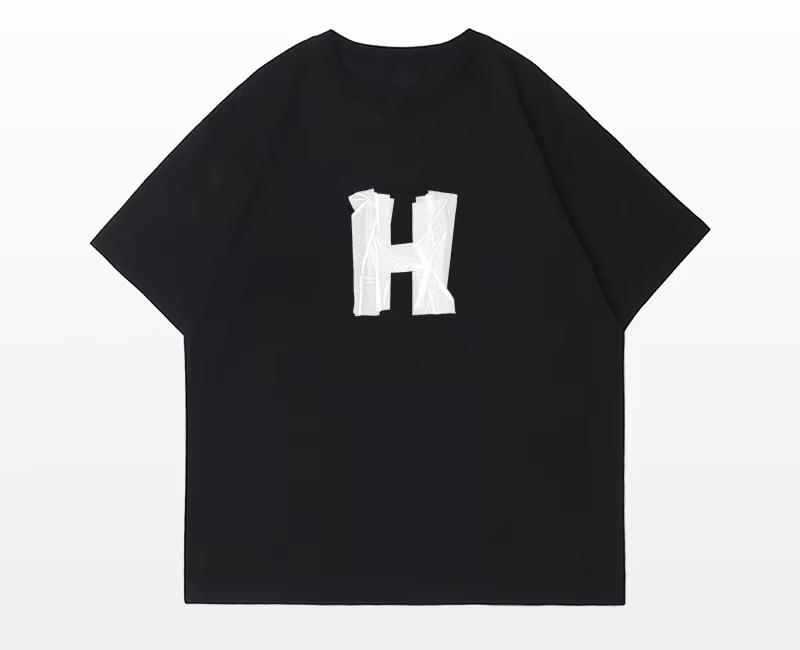 American  Letter Print Cotton Short-sleeved T-shirt Mens Summer Hip-hop Street Couple Loose Heavyweight Top Men Clothing Blusas