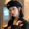 Black beret women's autumn and winter versatile woolen warm face small hat big head circumference bud painter hat