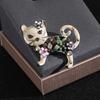 Women Brooch Sparkling Rhinestones Inlaid Cartoon Cat Shape Suit Lapel Pin