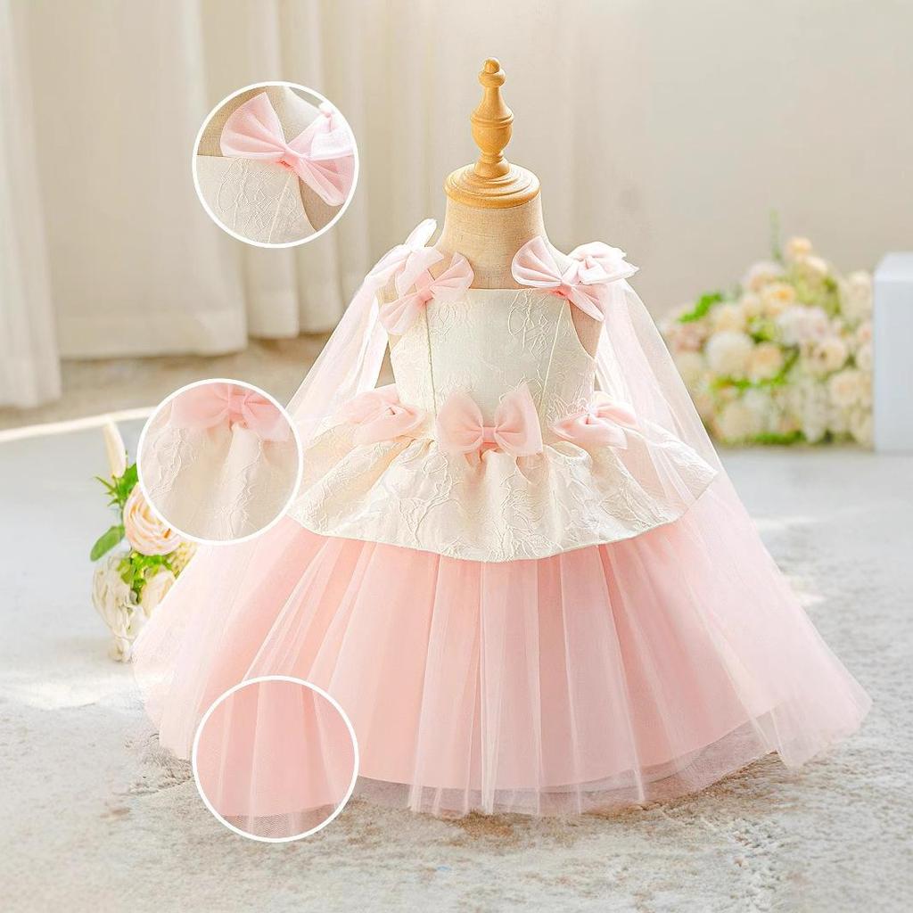Elegant Princess Dress: Fluffy Soft Gauze Bow Skirt for Girls' Birthdays