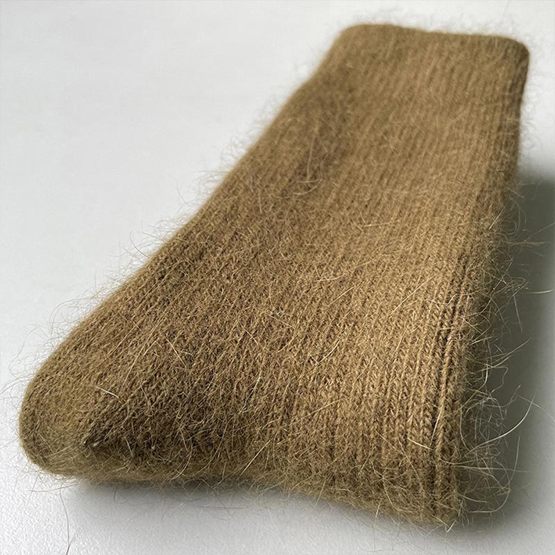 

Женские супертолстые зимние носки средней длины из кроличьей шерсти - двойная игла, бархат, теплые, кашемир One Size