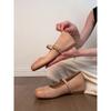 Sheepskin Version~ Round Head French Temperament One-word Buckle with Mary Jane Shoes Commuting Versatile Shallow Mouth Inner Height Increase Single 