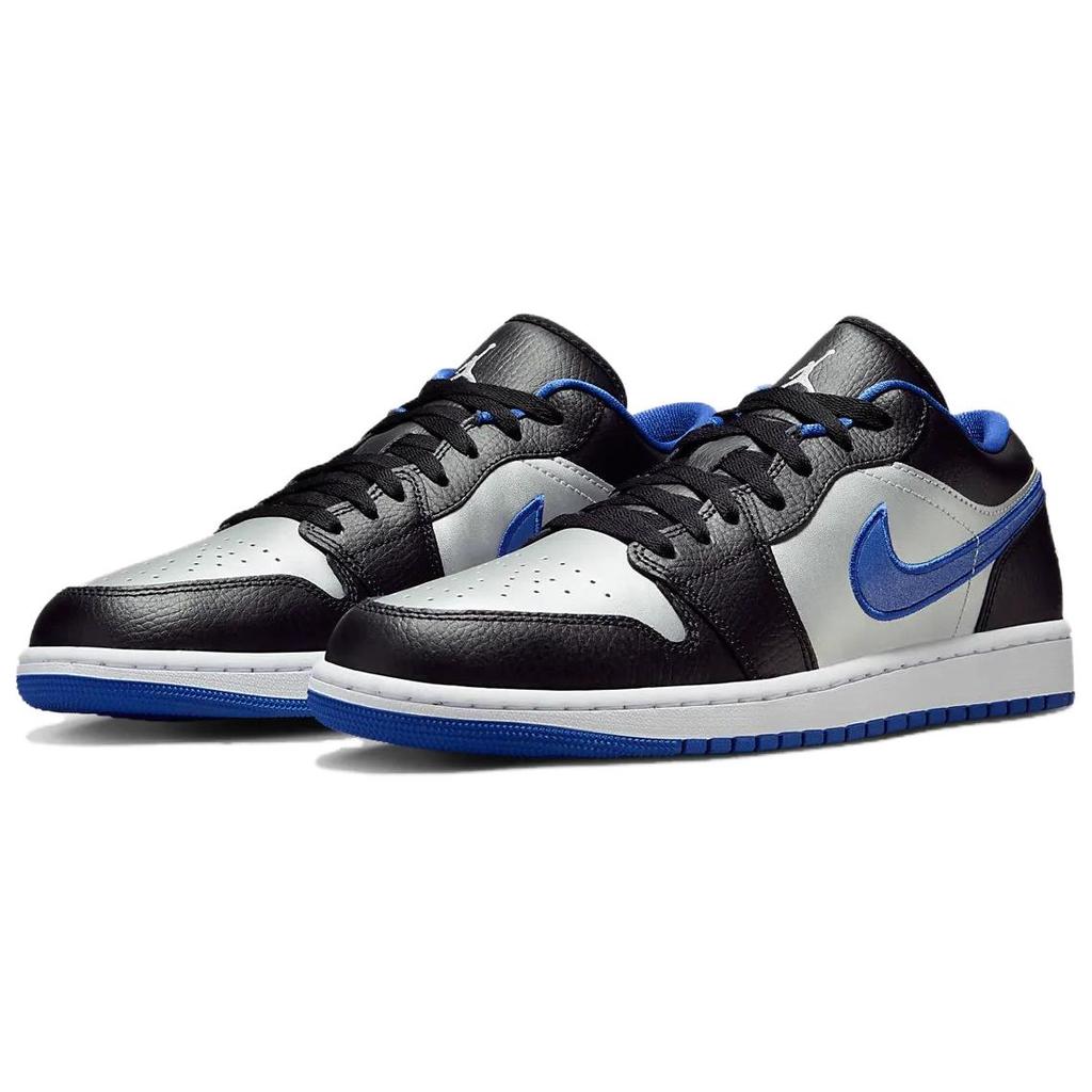 Air Jordan 1 Low Black Game Royal Men Sneakers White Metallic-Platinum 553558-007