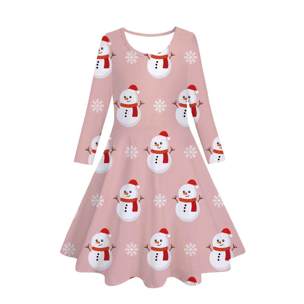 Girls' 3D Hat Snowman Dress Long Sleeve Summer Spring Vacation Daily Holiday Princess Beautiful Sweet Kids 4-12 Years Casual Dress A Line Dress