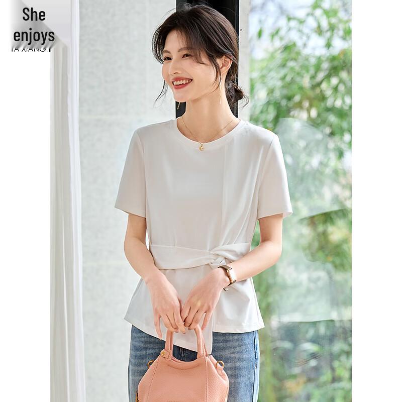 Women's Asymmetric Twisted Knot Short Sleeve T-Shirt