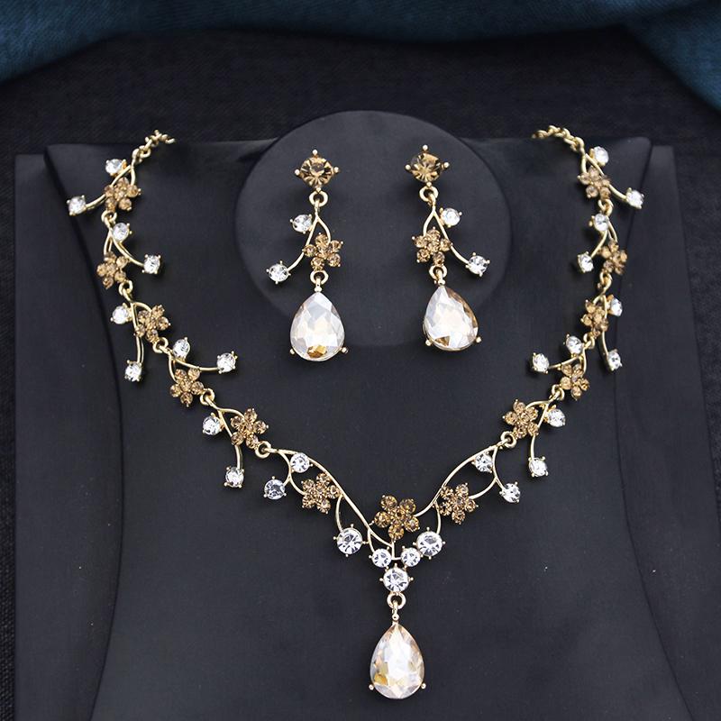 

Стразы Капля воды Цветок Свадебные наборы украшений для женщин Серьги и колье-чокер Свадебные наборы украшений Набор из 3 предметов Подарки