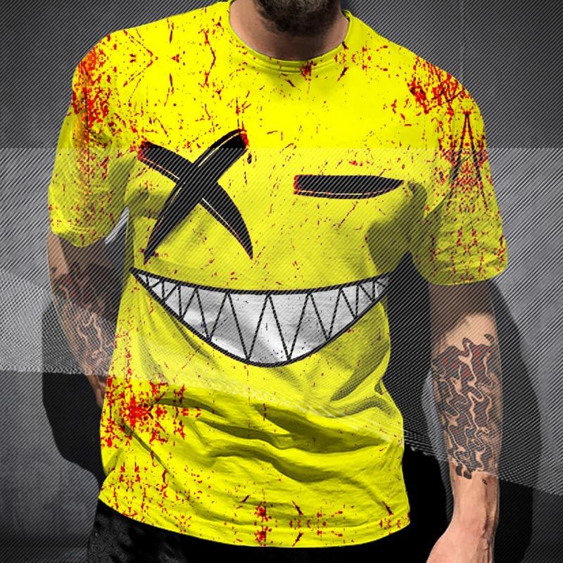Smiling Graffiti 3D Printed Pattern Men's Women's Fashionable Street Style Casual T-shirt