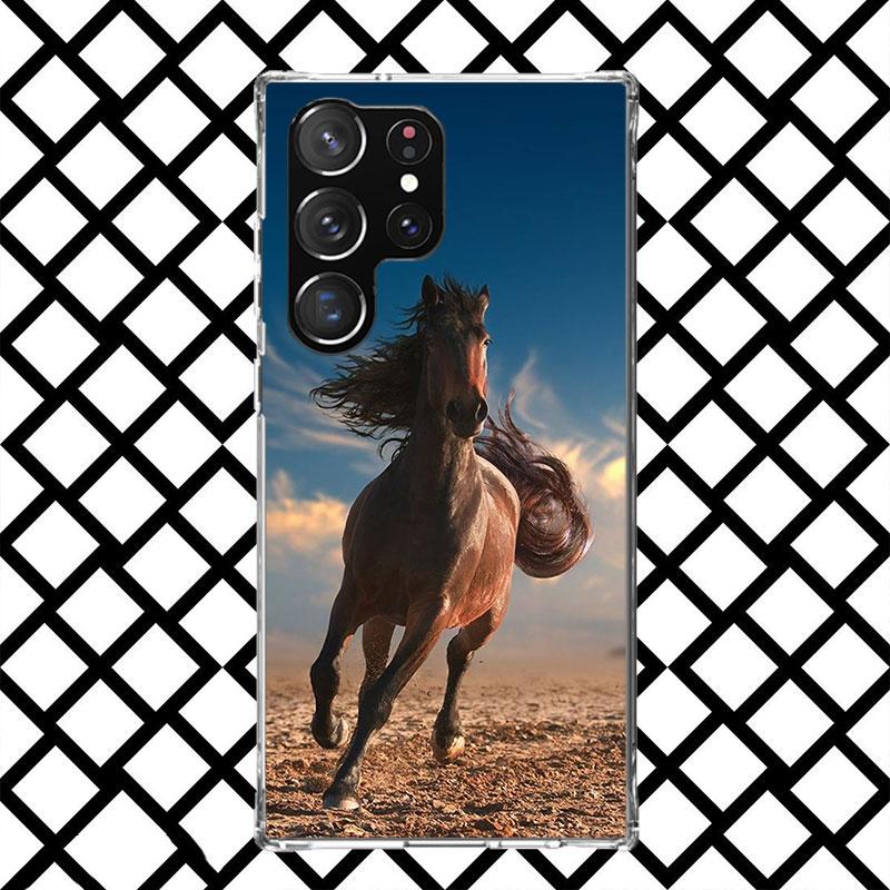 Black Horse Galloping Phone Case for Samsung Galaxy S26 S25 Edge S24 S23 Ultra S22 Plus S21 FE S20 + Soft Cover Print Fundas Gal