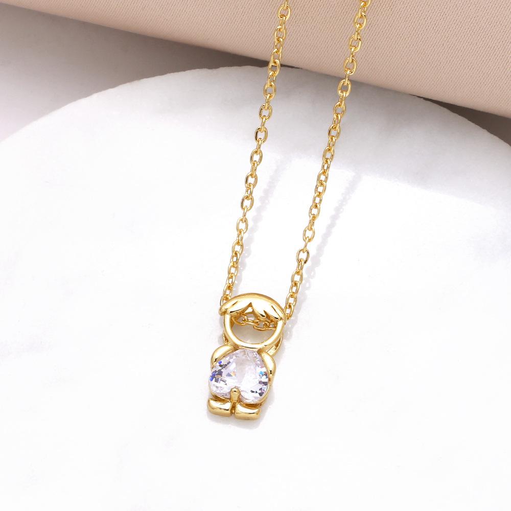 SongYi Dainty 18K Real Gold Plated Heart Necklace Copper Cubic Zirconia Love Pendant Minimalist Clavicle Chain Jewelry for Women