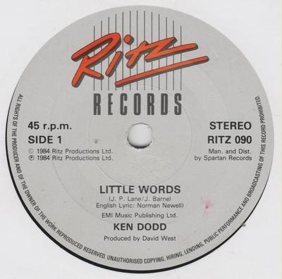 Płyta 7-calowa KEN DODD - Little Words RITZ090 Ritz Records 1984 UK Pop Używana