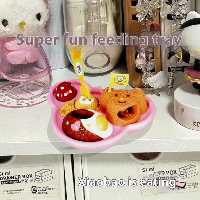 1 Set Early Education Role Play Play House Kids Toy Fun Bear Box Food Feeding Simulated Kitchen Toys Pudding Feeding Kit