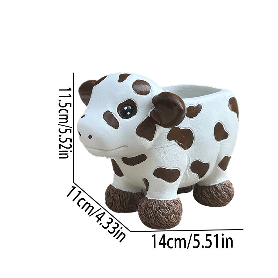 New Plateau Dairy Cow Resin Flower Pot: Succulent Vase & Home Decor Ornament
