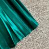 Elegant Gradient Shiny Pleated Dress Cape Shoulder Pearl Beads 3D Floral Applique Scalloped Waist Belt A Line Midi Dress