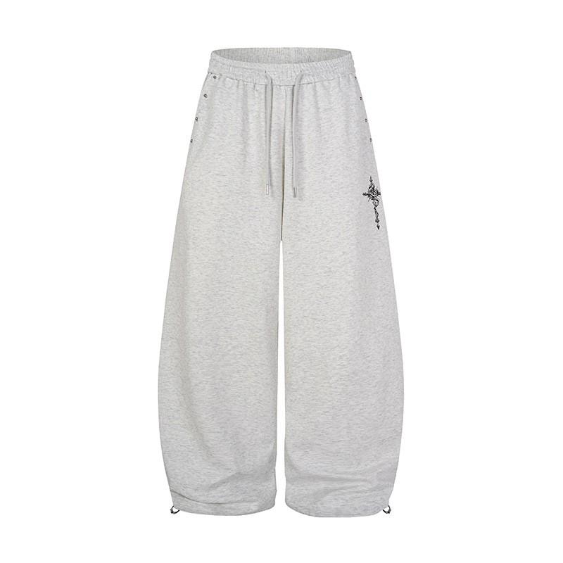 Unisex Gothic Cross Print Wide Leg Sweatpants Streetwear Loose Fit Casual Pants Dance Daily Wear