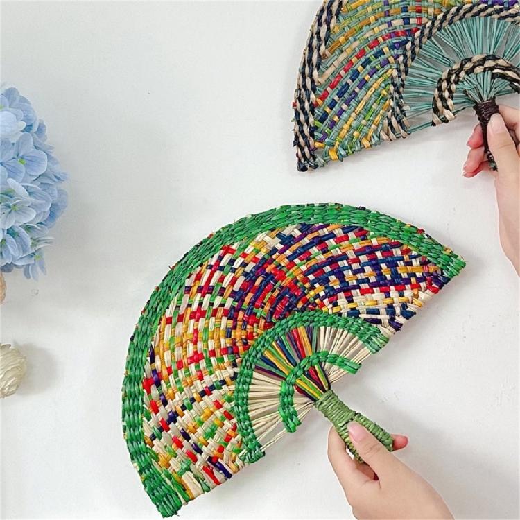 Grass Hand Fan Hand-Woven Straw Fan Easy To Carry For Wall Decoration and Summer Event