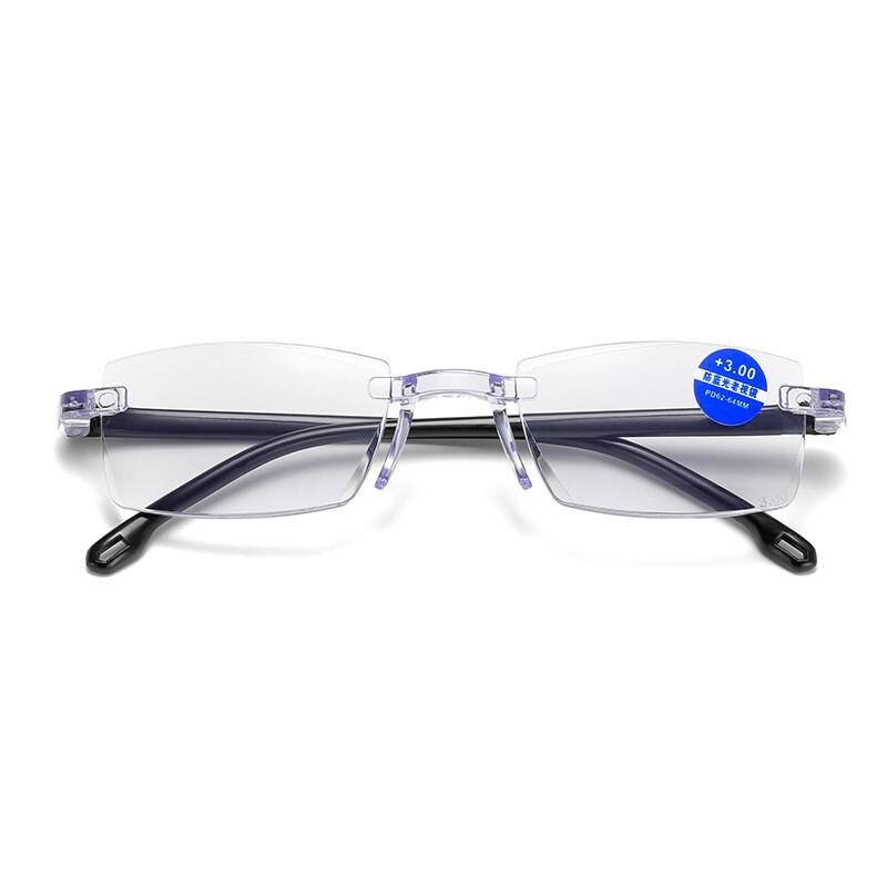 1-10PK Mens Rectangular Rimless Anti Blue Reading Glasses Unisex Readers Lots +1.50 strength