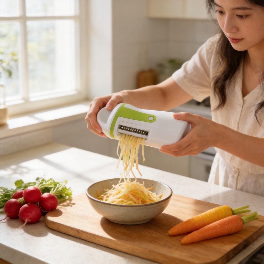 Multifunction Vegetable Slicer With Rotating Spiral Funnel For Kitchen Prep And Gift Use