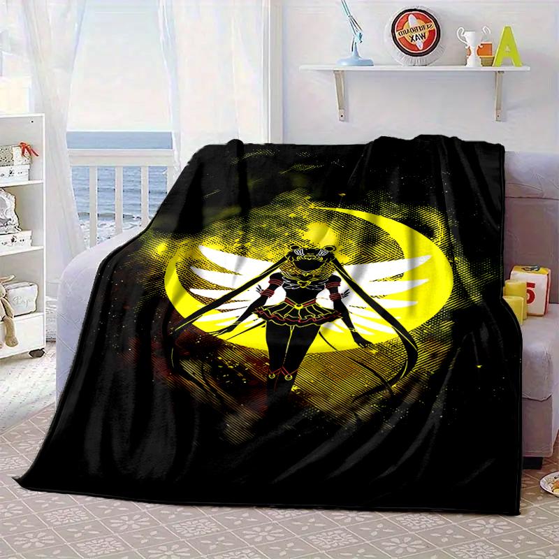Moonlit Guardian Blanket Flannel Blanket for Bed, Sofa, Camping, Hiking, Picnic Essentials, Gift for Family Fan Gifts