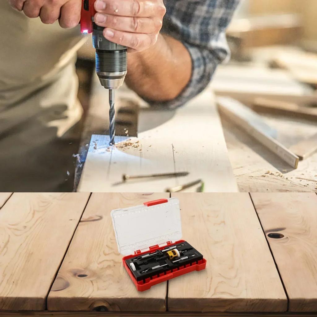 For Plastic Boards 5-Piece Drill Set Adjustable Depth Stop DIY Projects Compact Design Easy To Carry MDF And Plywood