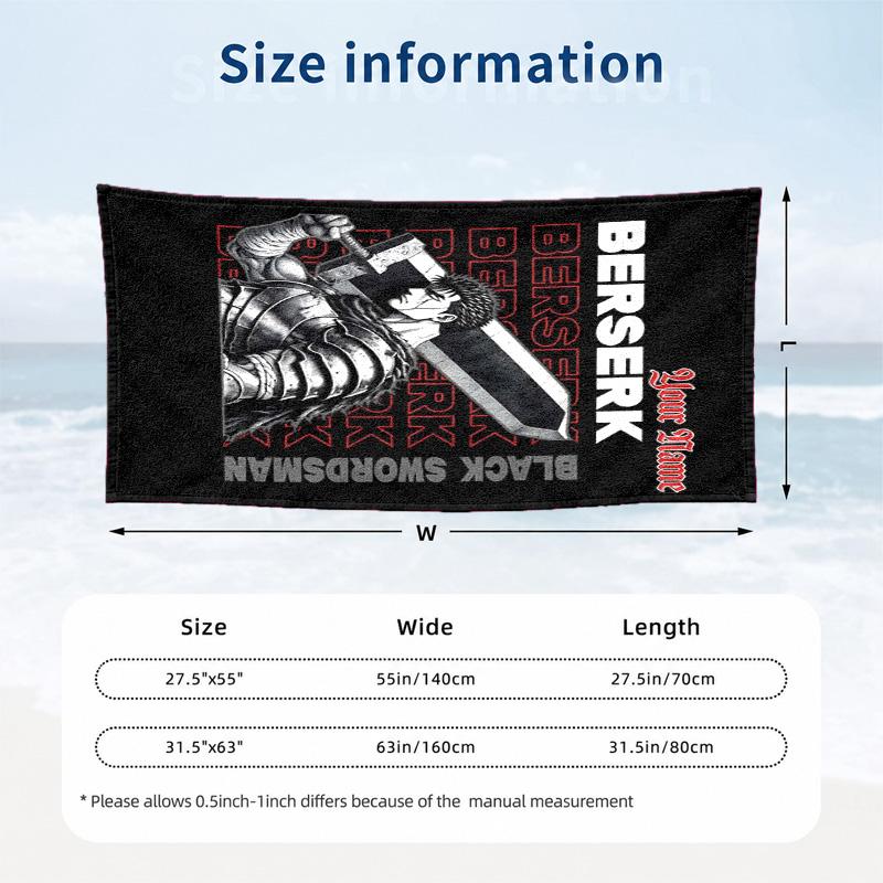 Berserk Custom Name Beach towels also serve as bath towels summer essential a musthave for the outdoors the beach and the pool