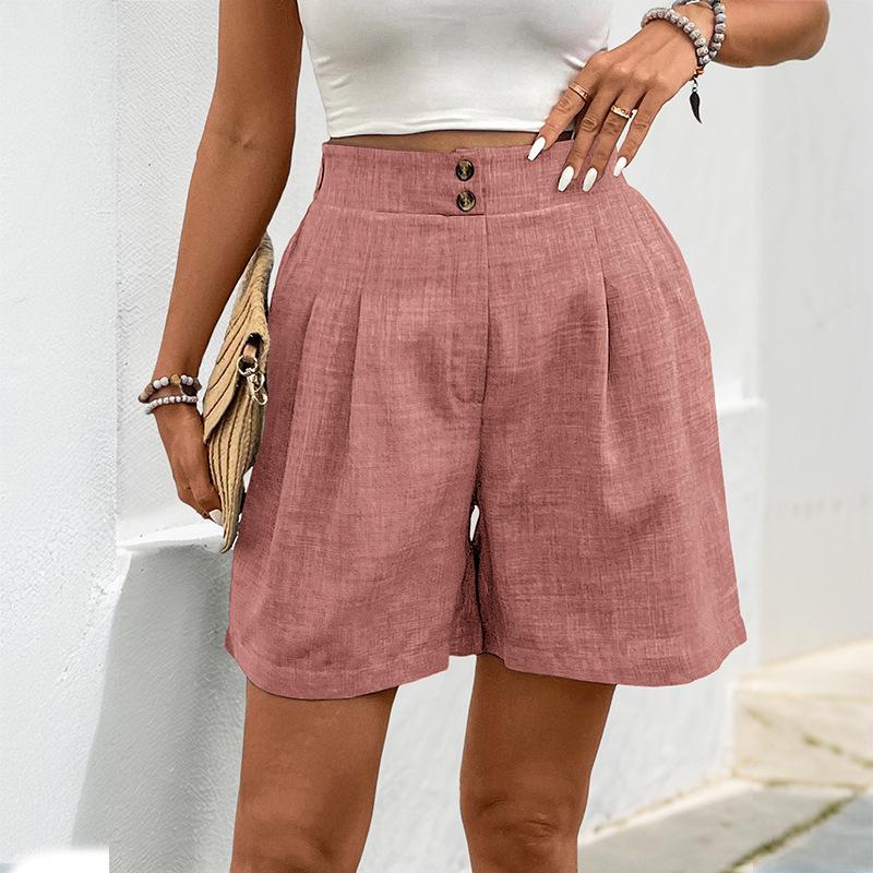 Stretch Waistless Solid-color Casual Shorts - Versatile and Comfortable Straight-leg Women's Pants