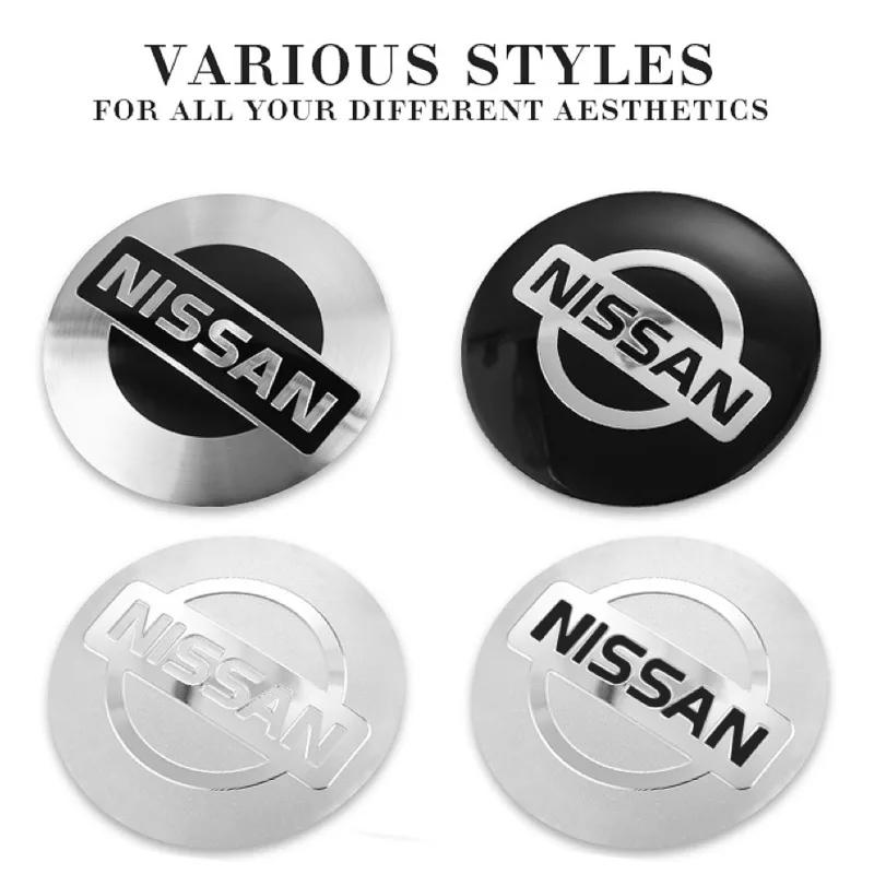 4Pcs 56MM Car Wheel Center Hub Cap Rim Cover Emblem v Stickers For Nissan Qashqai Juke Pulsar Sentra Altima Patrol Micra Rogu