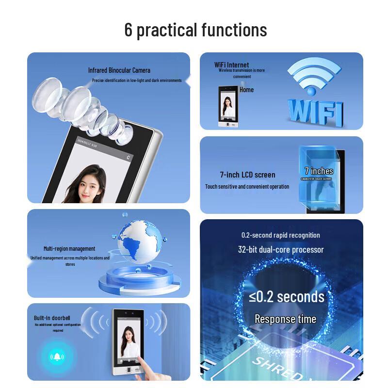 Dahua 7-Inch Facial & Fingerprint Recognition Access Control Terminal CN Plug (adapter Included)