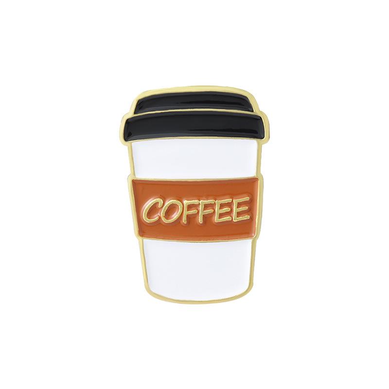 Creative Cartoon Coffee Cup Brooch Pin for Men and Women - Stylish Clothing Accessory & Ornament with Alloy Baking Varnish Finish