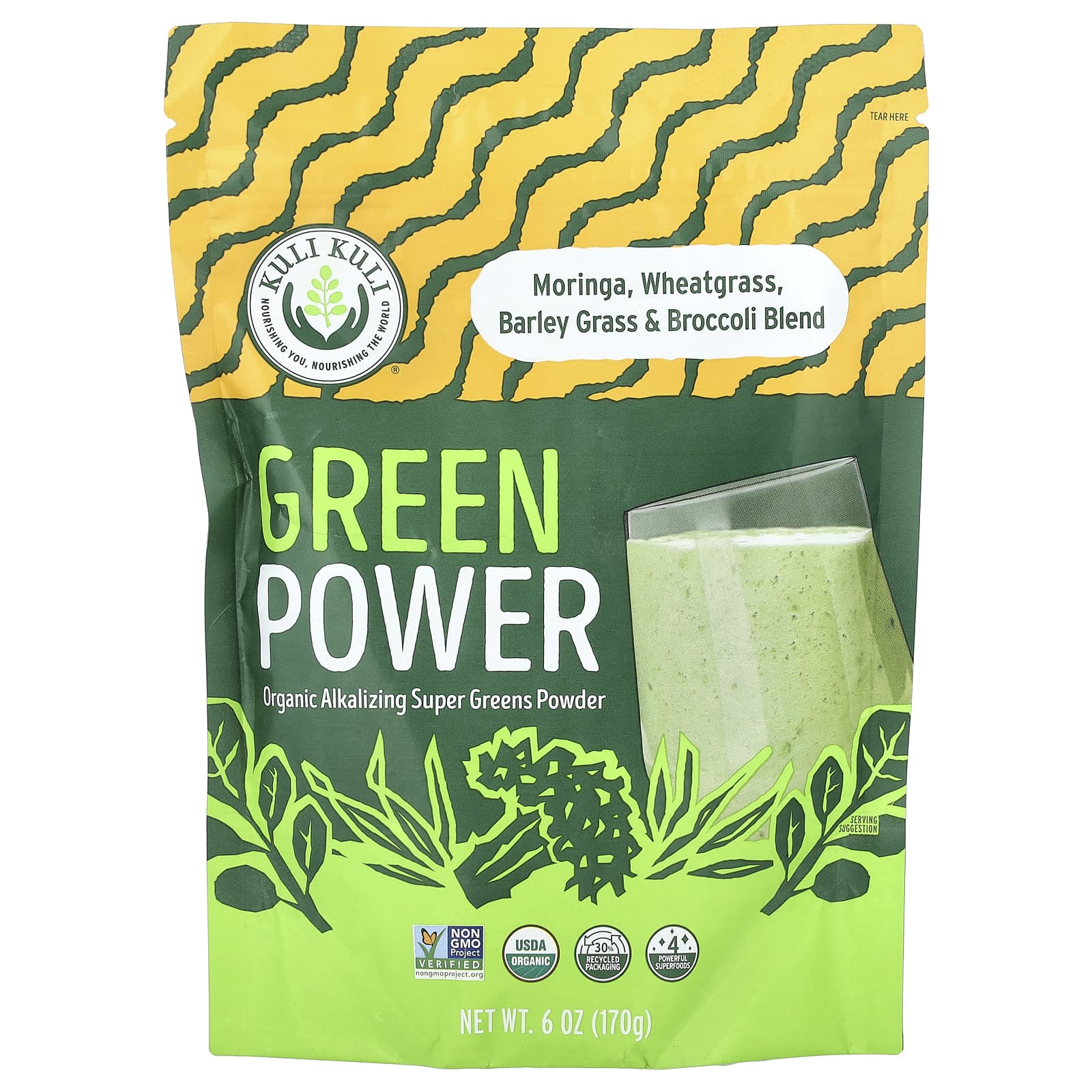 

Kuli Kuli, Green Power, Органічний алкалізуючий суперфуд, 6 унцій (170 г)