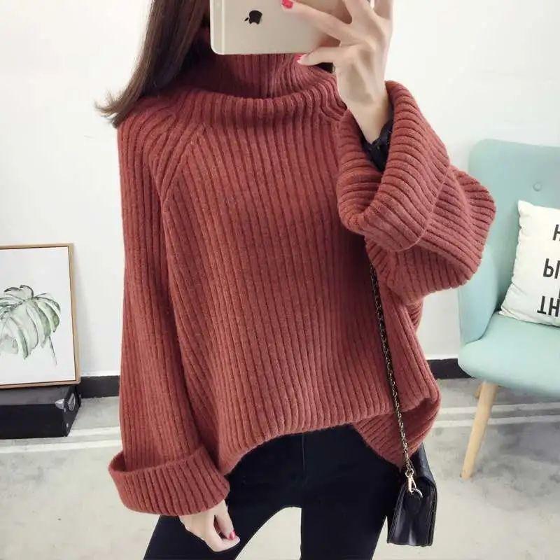 Women's Loose Korean-Style Turtleneck Sweater - 2024 Autumn/Winter Trendy Knitted Pullover