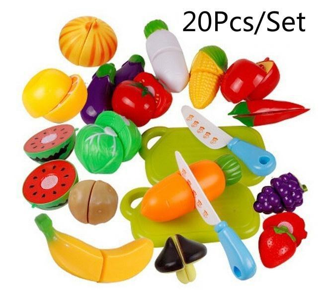 Simulation Foods Set Fruit Vegetable Kids Kitchen Pretend Play Toys For Children Cutting Cooking Food Game Girls Boys Gift