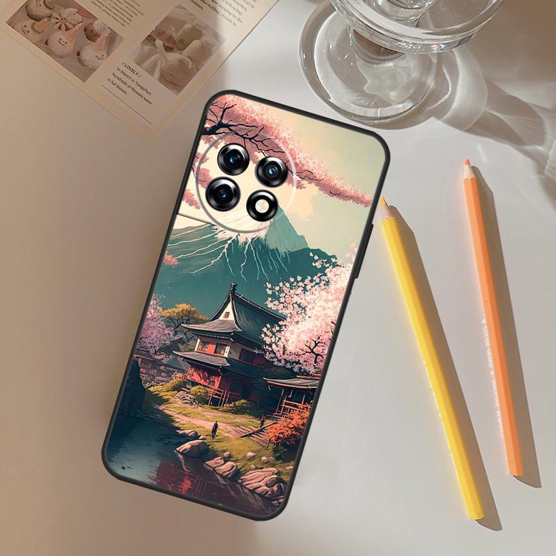 Japanese Art Temple Sakura Funda For OnePlus 12 12R 13 R 11 9 10 Pro 8T 9RT 10T OnePlus Nord 4 CE 2 3 Lite N20 N30 Case