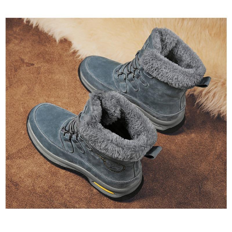 Men's Snow Boots with Plush Insulation, Warm and Thick Soles, Outdoor Men's Shoes, High Top Boots, Cotton Shoes