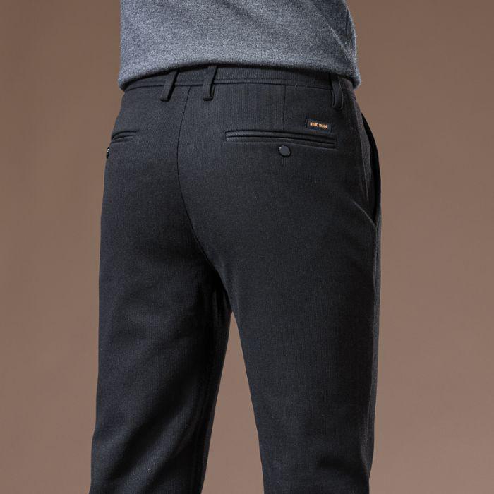 

Мужские шерстяные брюки премиум-класса прилегающего силуэта - Коллекция Осень/Зима, Эластичные прямые штанины, Легкий роскошный повседневный стиль. 40 чёрный