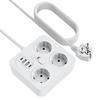 EU Plug Power Board with Phone Holder, Multiple Socket with 2 USB A 2 Type C, 2m Extension Cable, Surge Protector for Home