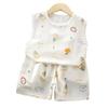 Baby Cartoon Sleeveless Vest And Shorts Summer Set For Toddler Boys And Girls