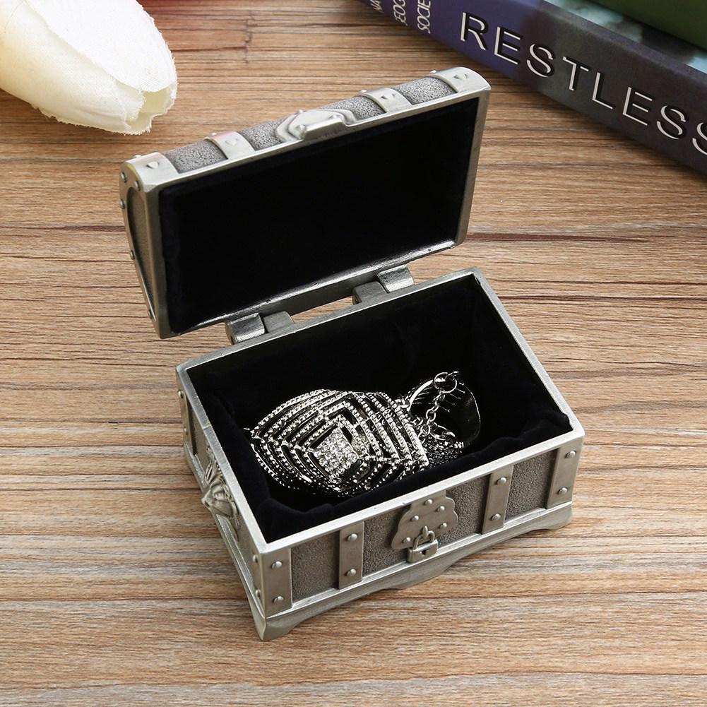 Antique Small Pirate Treasure Chest Wedding Jewelry Gift Box Zinc Alloy Storage Case