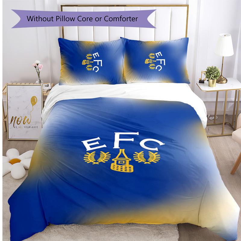 Everton Football Printed 3 Pieces Bedding Set, Comfortable Skin Friendly Bedroom Duvet Cover Set