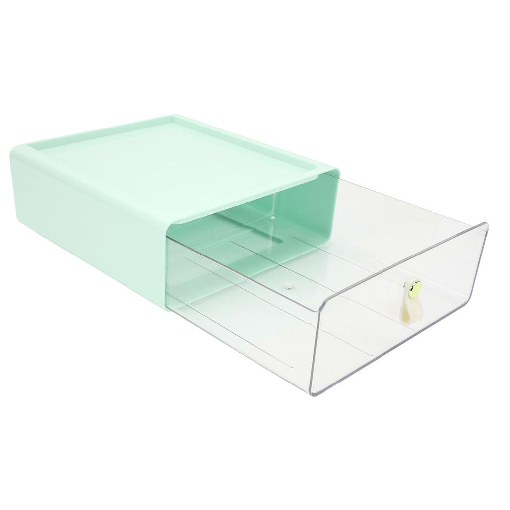 Clear Drawer Storage Box Large Capacity Desktop Drawer Storage Container Organizer for Office Green