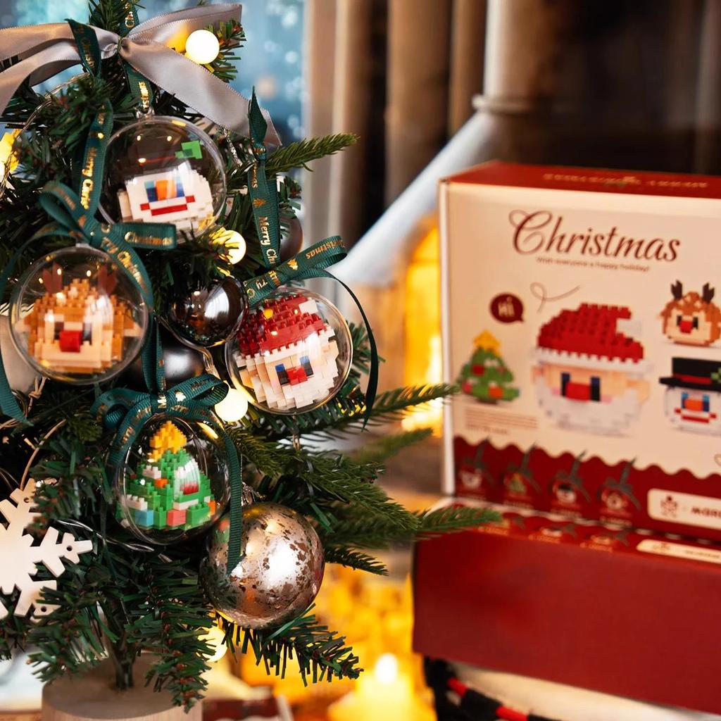 4 Pieces/set Christmas Ball Micro Building Blocks Christmas Gifts Decorative Santa Claus Tree Elk Bricks for Kids Children Gift