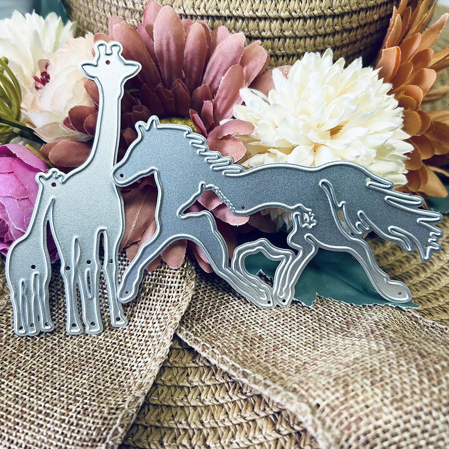 Tier Pferd Giraffe Dekoration Metall Stanzformen Schablone für DIY Scrapbooking Fotoalbum Prägepapier Karten Basteln Stanzteile