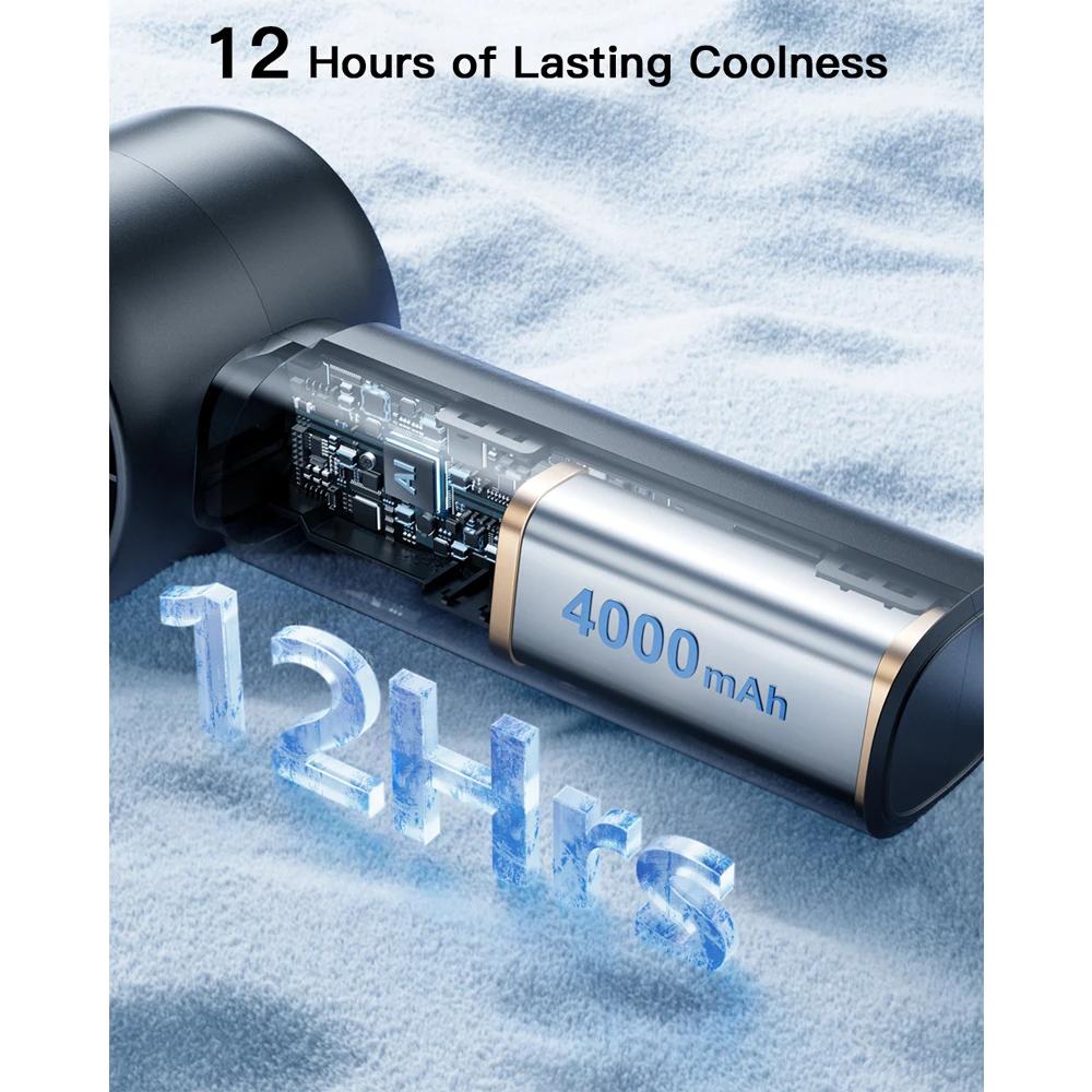 Handheld Mini Fan 4000mAh Battery Portable Rechargeable Fan with LED Display 5 Speed Turbo Fan for Beach Travel Vacation