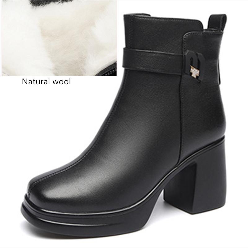 Fashion AIYUQI Women Winter Shoes Boots 2025 New Genuine Leather Fashion Women High Heel Boots Platform Natural Wool Warm Office Boots