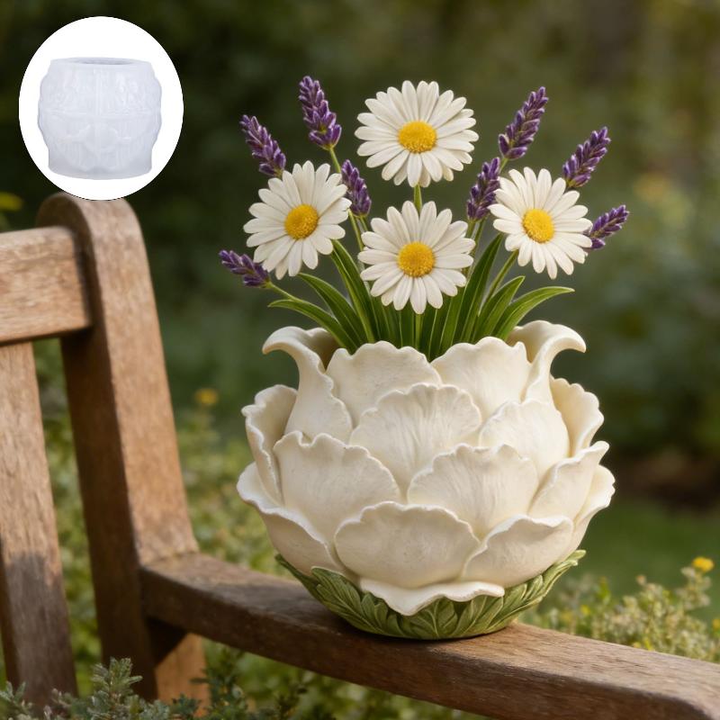 3D Pfingstrosenblütenförmige Töpfe Silikonform, DIY Light Luxury Stil Blumentopf Zum Erstellen Einer Romantischen Ecke Für Ihren Schreibtisch