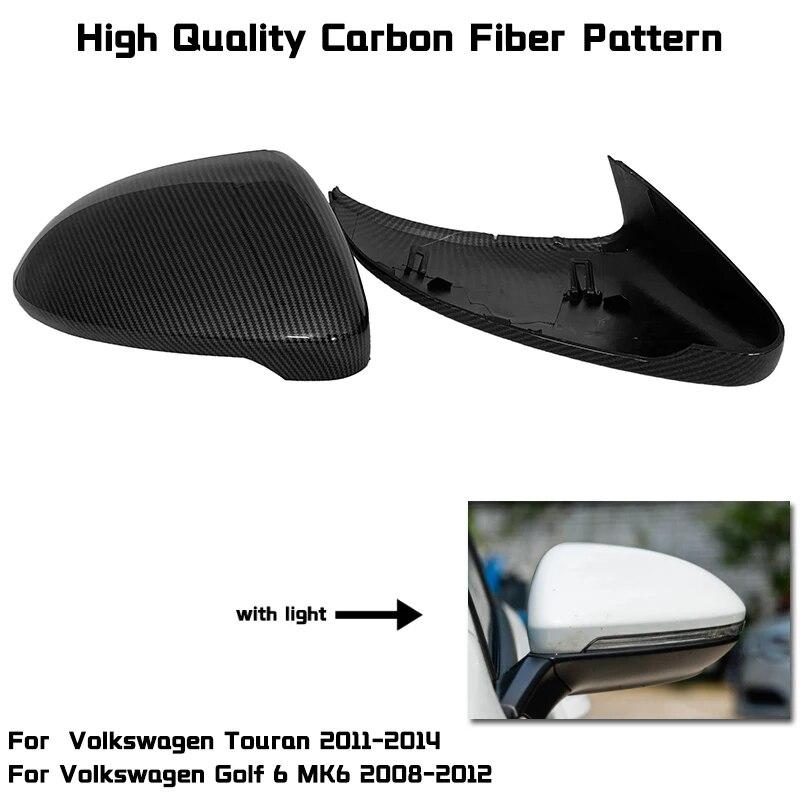 Side Mirror Cover Caps for Volkswagen Golf 6 GTI 7 MK7 R for MK6 Scirocco (Carbon Look) Passat B7 B8 Polo 6R 6C MK5 PLUS