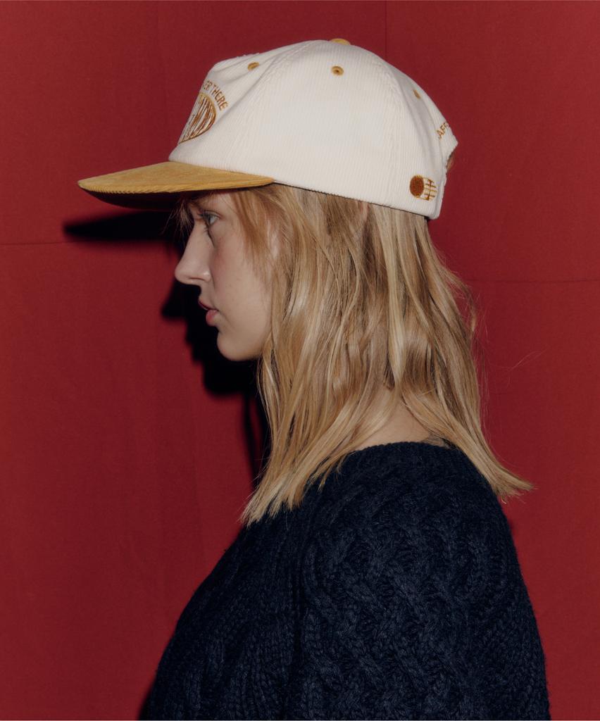 Teulaepighamoni Corduroy Round Logo Deep-Fit 5-Panel Cap_Mustard