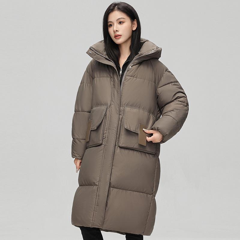 2025 winter new mid-length over-the-knee thickened loose down cotton jacket cotton jacket women's cotton jacket plus-size padded jacket