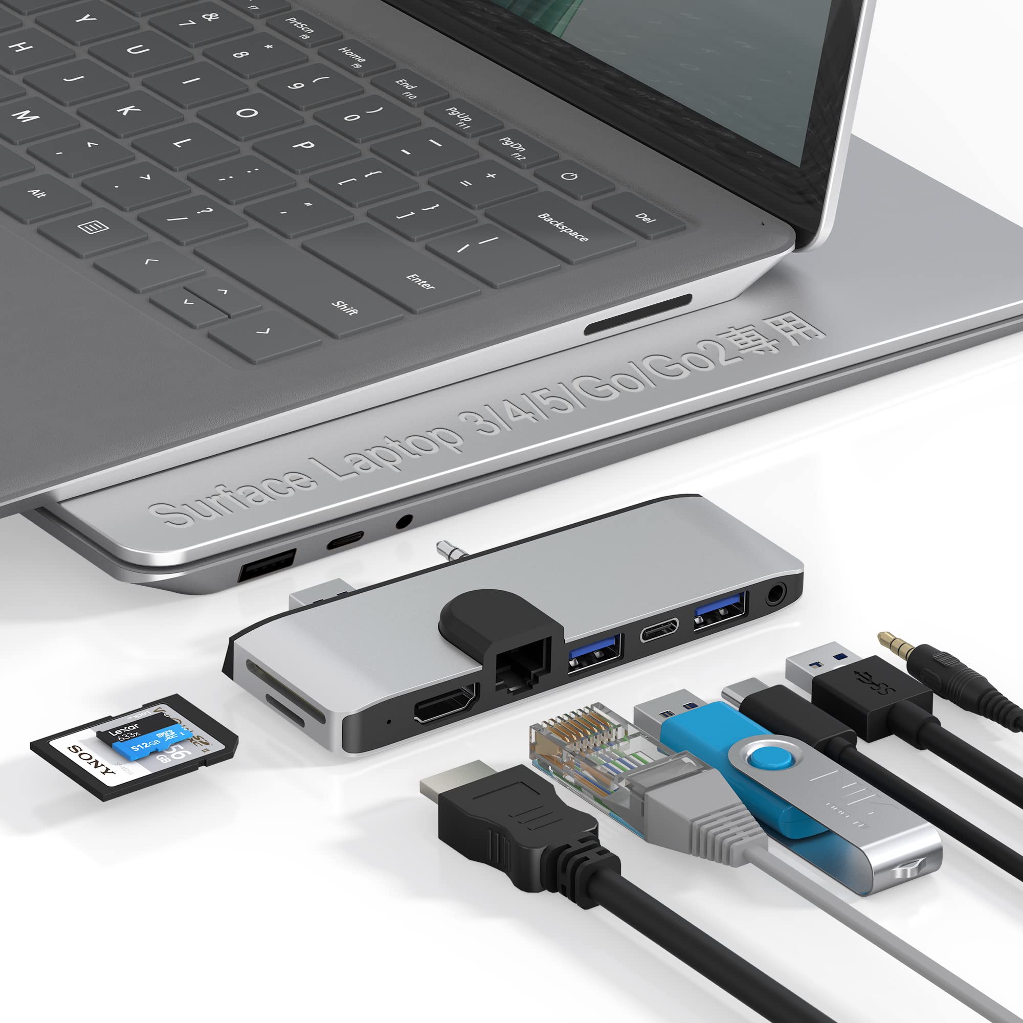 

Surface Laptop 5 USB Hub 4K HDMI 100 Мбит/с Ethernet USB Type C Передача данных Слот для карты SD TF Аудио Мультипорт Расширение Microsoft Surface Laptop Ноутбук