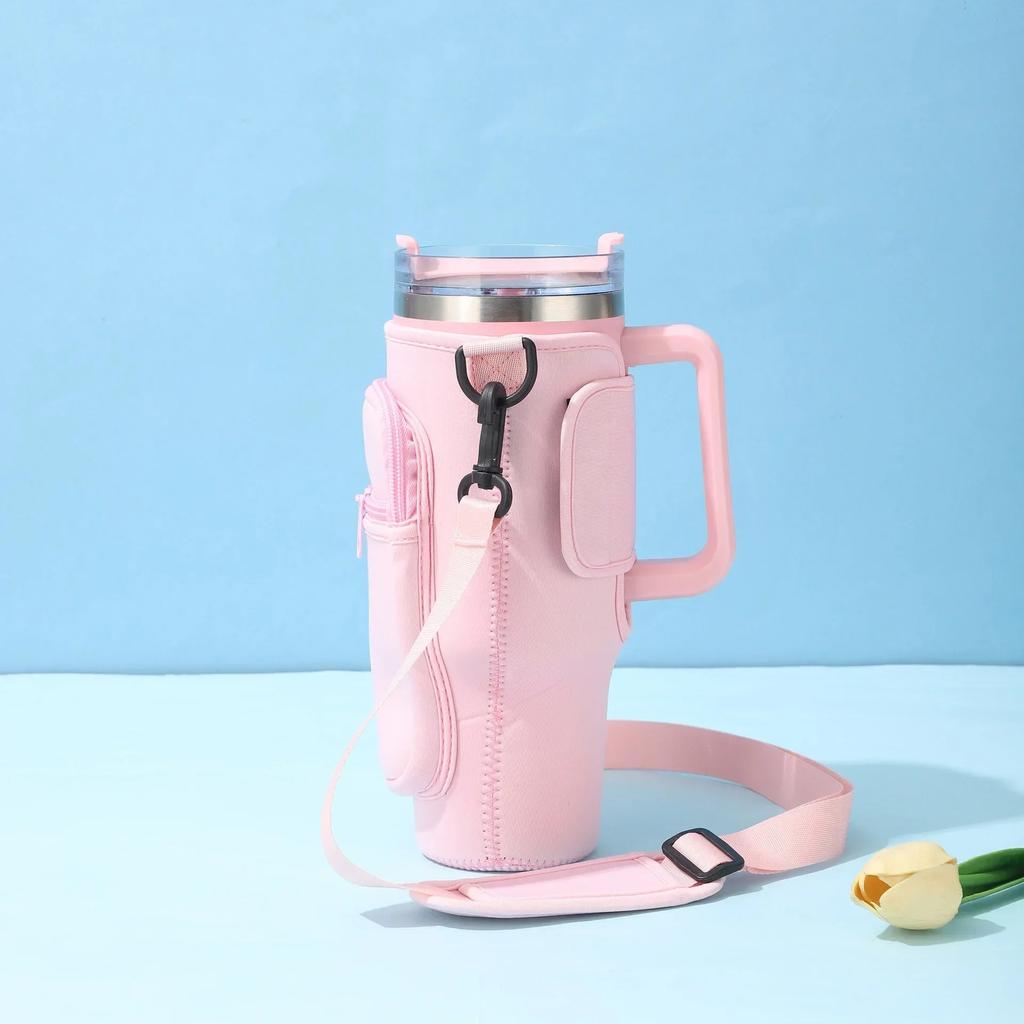 Bottle Carrier Bag for Stanley 40oz with Adjustable Shoulder Strap Water Bottle Holder Pouch for Stanley Quencher Cup Sleeve